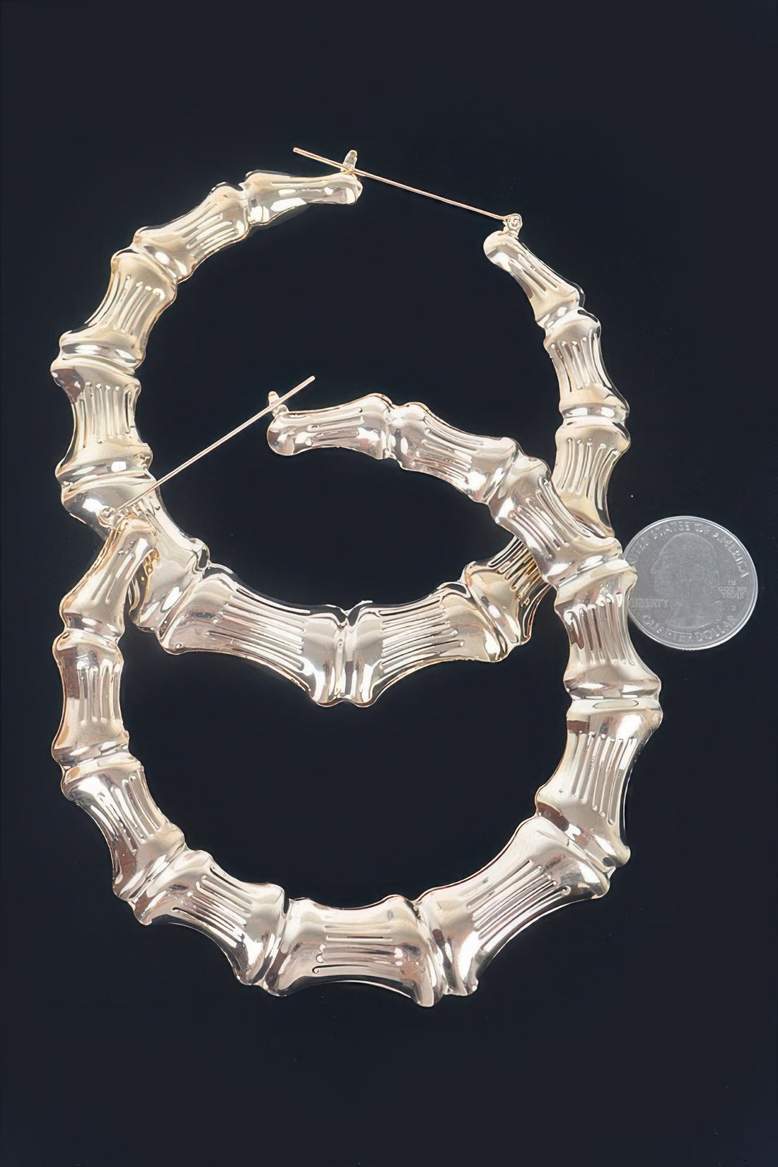 Bamboo Metal 10cm Hoop Earring