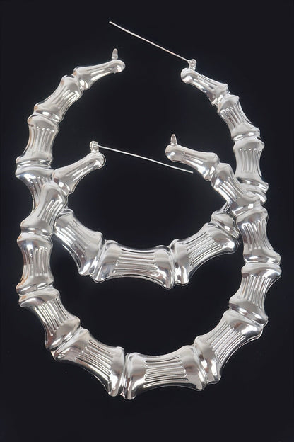 Bamboo Metal 10cm Hoop Earring