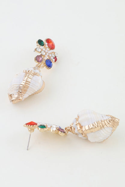 Bejeweled Summer Shell Earrings