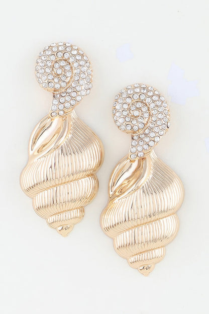 Bejeweled Conch Shell Earrings