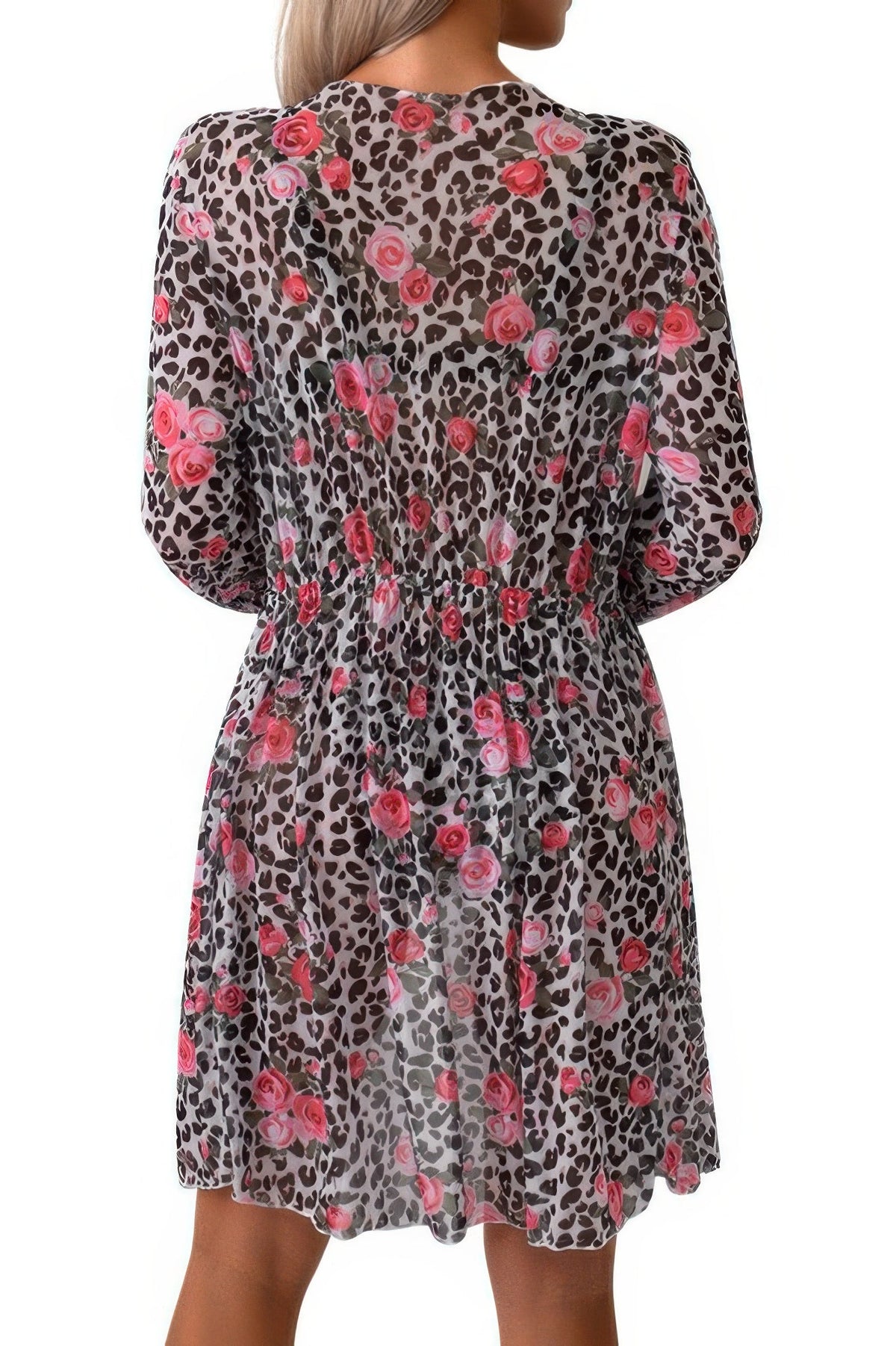 Leopard Print Bikini Kimono Three Pieces Swimsuit
