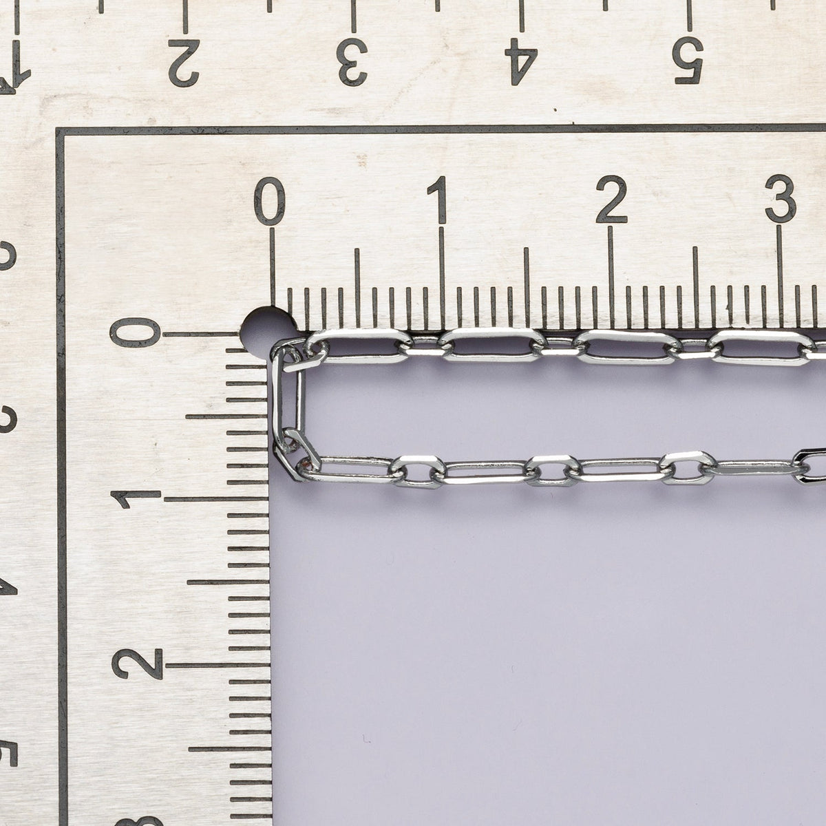Rhodium Plated 2.3mm Minimalist Paperclip Unfinished Chain by Yard | Roll-01861