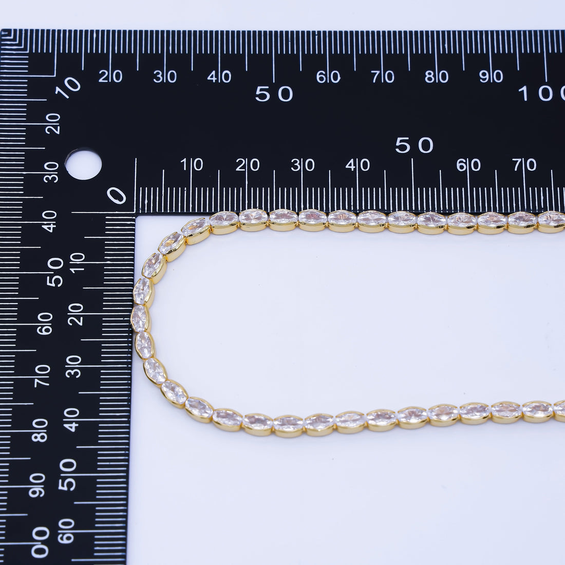 24K Gold Filled Clear CZ Oval Tennis Chain Necklace in Silver &amp; Gold | WA-3904 WA-3905