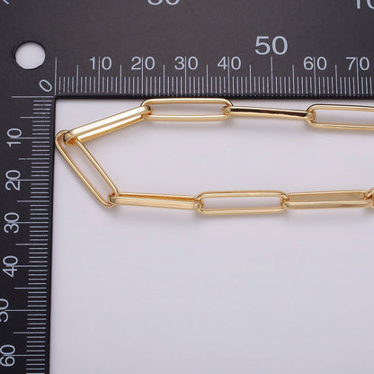 24k Gold Filled Chain by Yard Slim PaperClip Chain Unfinished Chain Wholesale Elongated Oval Link Chain | ROLL-1285 ROLL-1286 Clearance Pricing