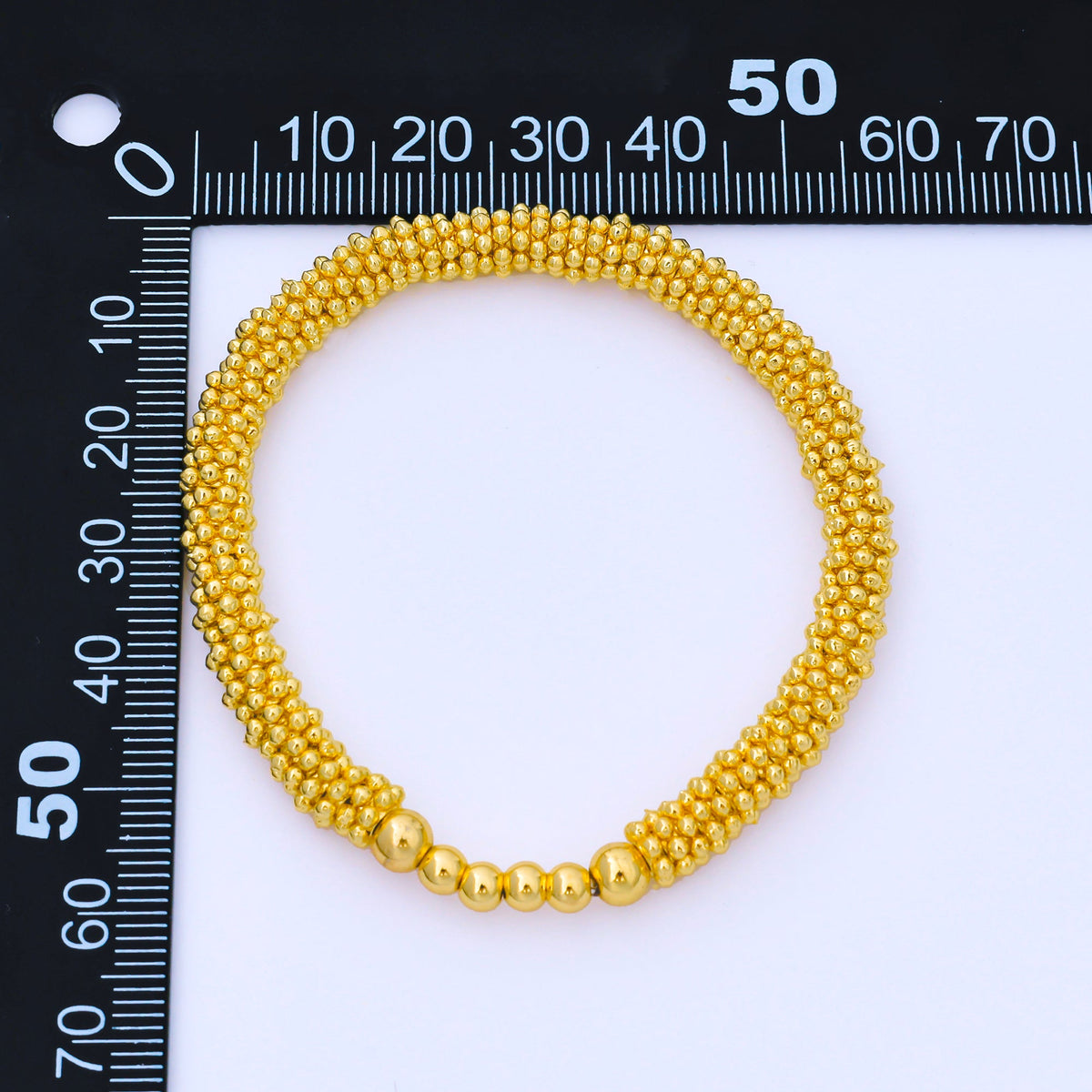 24K Gold Filled 6mm Geometric Bubble Ball Stretch Bracelet | WA-04020