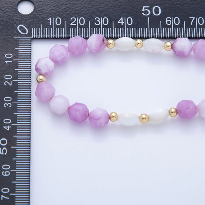 Handmade 18K Gold Filled Shell Pearl Amethyst Gemstone 17 Inch Necklace | WA-092