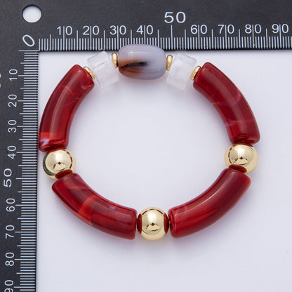 6mm Red Jasper, Carnelian Gemstone Bead Stretch Bracelet | WA-03971 WA-04137