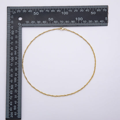 16K Gold Filled 2mm Twisted Singapore Chain 18 Inch Necklace | WA-04483