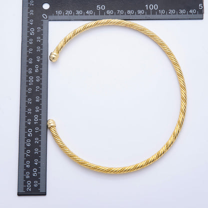 16K Gold Filled 6mm Twisted Croissant Cuff Collar Necklace | WA-04156