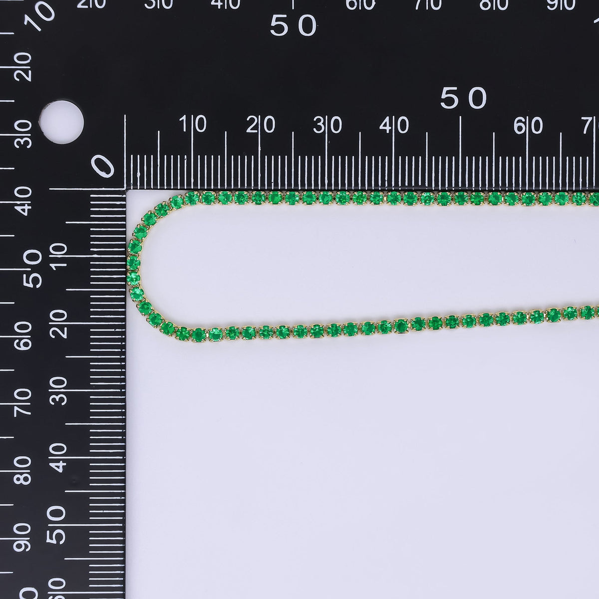 24K Gold Filled 2mm Blue, Green, Pink, Clear Classic Round Tennis Chain 16.5 Inch Choker Necklace w. Extender | WA-01292 WA-03812 ~ WA-03814