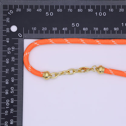 24K Gold Filled Red, Pink, Blue, Green, Beige, Teal Summer Cord Chain Necklace | WA-3061 ~ WA-3066
