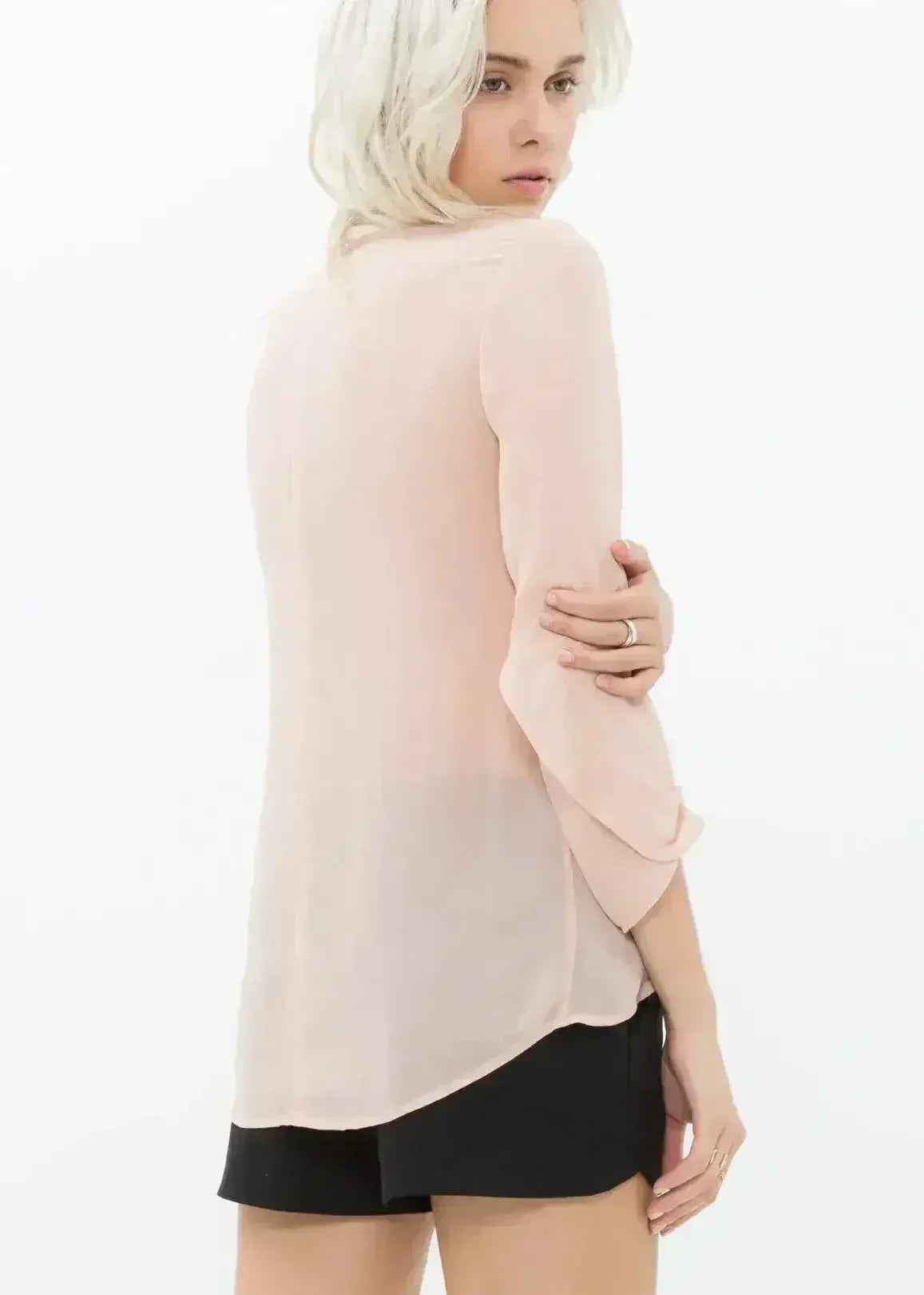 Blush &amp; Cream Cross Hem Blouse For Women | Femstylo