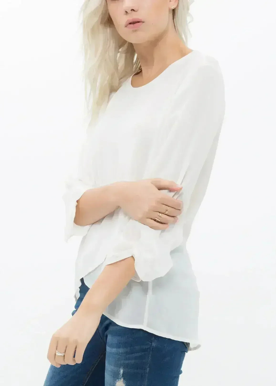Blush &amp; Cream Cross Hem Blouse For Women | Femstylo