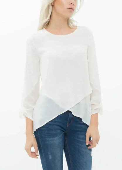 Blush &amp; Cream Cross Hem Blouse For Women | Femstylo