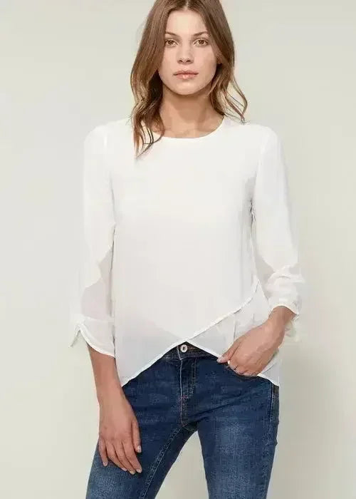 Blush &amp; Cream Cross Hem Blouse For Women | Femstylo