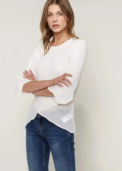 Blush &amp; Cream Cross Hem Blouse For Women | Femstylo
