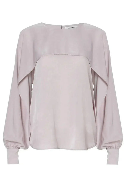 Long Open Sleeve Blouse in Pink Chiffon | Femstylo