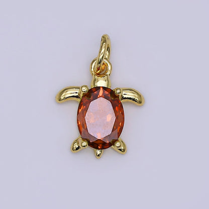 24K Gold Filled CZ Turtle Turquoise Animal Charm | X146 - X232