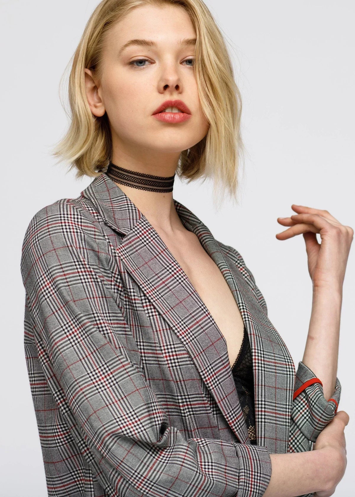 Grey Multi Glen Plaid Blazer | Women&
