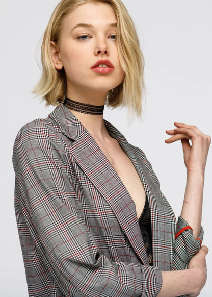 Grey Multi Glen Plaid Blazer | Women&
