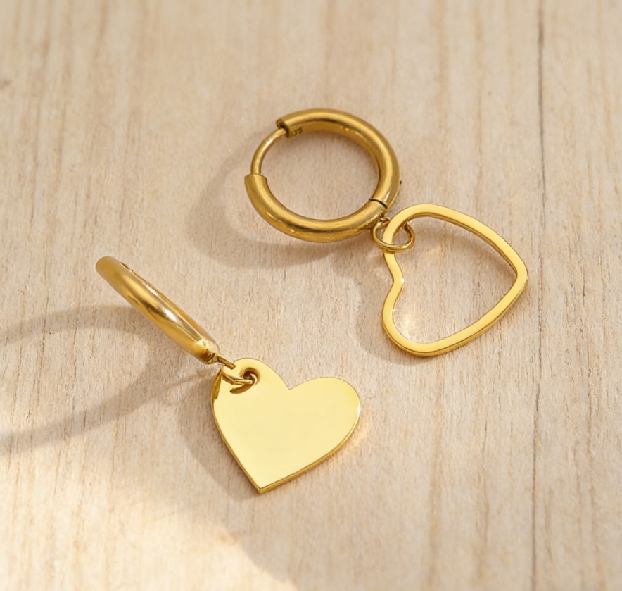 Stainless Steel Heart Ear Cuff &amp; Ring Set
