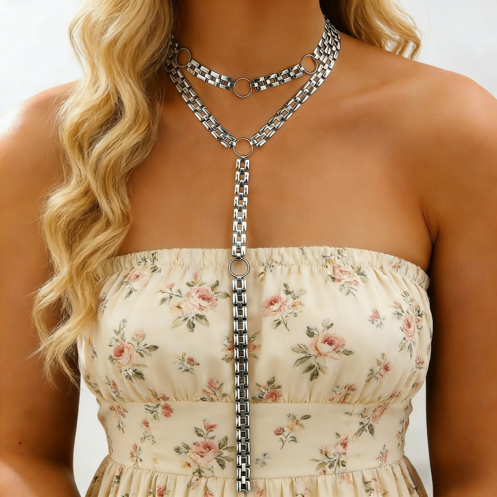 Y-Shaped Layered Necklace &amp; Bracelet Set