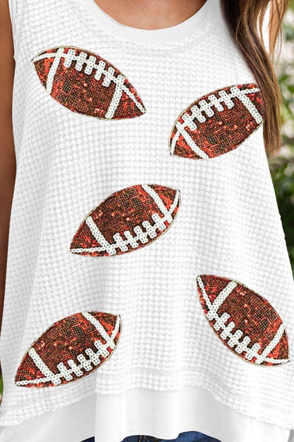 Sequin Football Round Neck Tank for Stylish Game Days