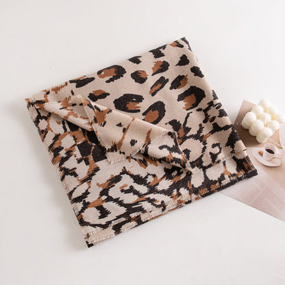 Leopard Print Artificial Cashmere Scarf Women&