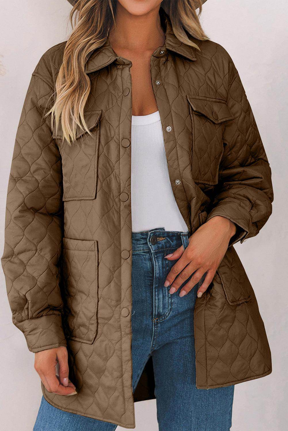 Snap Down Collared Winter Coat for Stylish Warmth