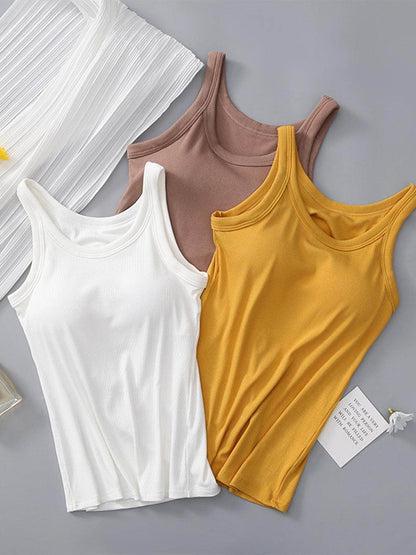 Round Neck Tank with Bra for Everyday Comfort Wear