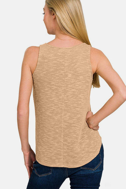 Zenana V-Neck Curved Hem Tank for Effortless Style