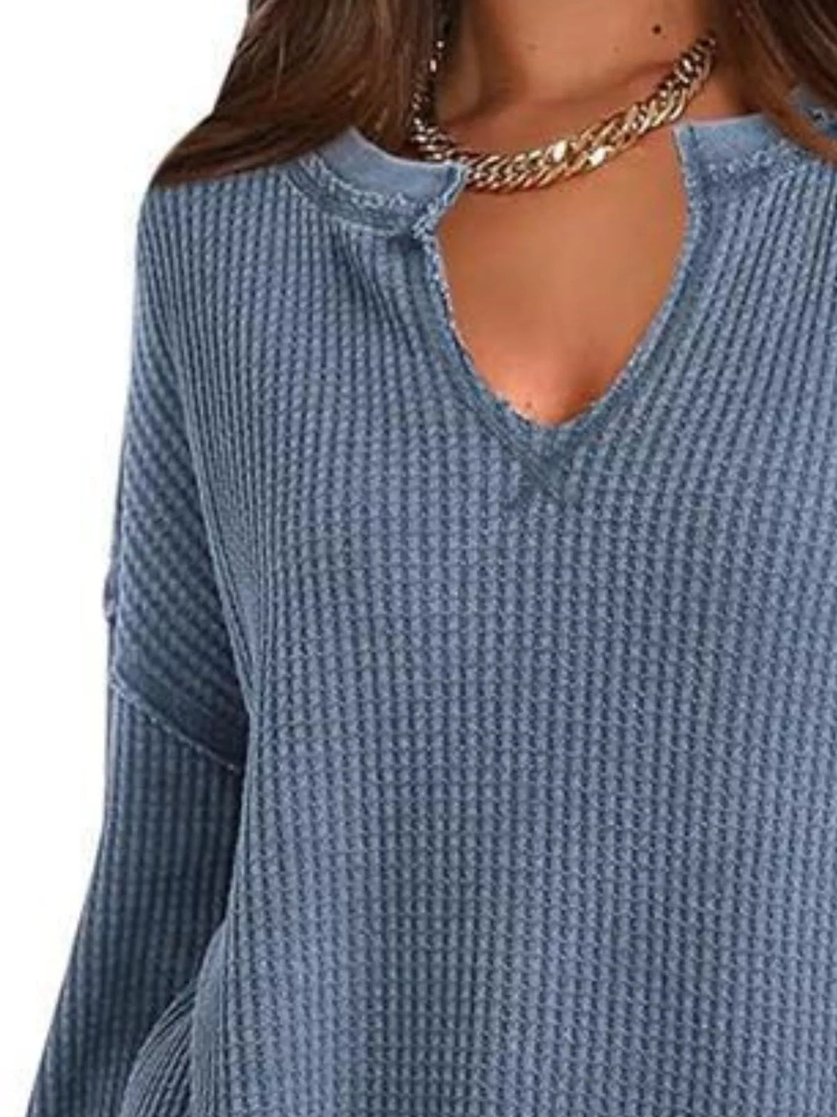 Waffle Knit Long Sleeve Sweatshirt