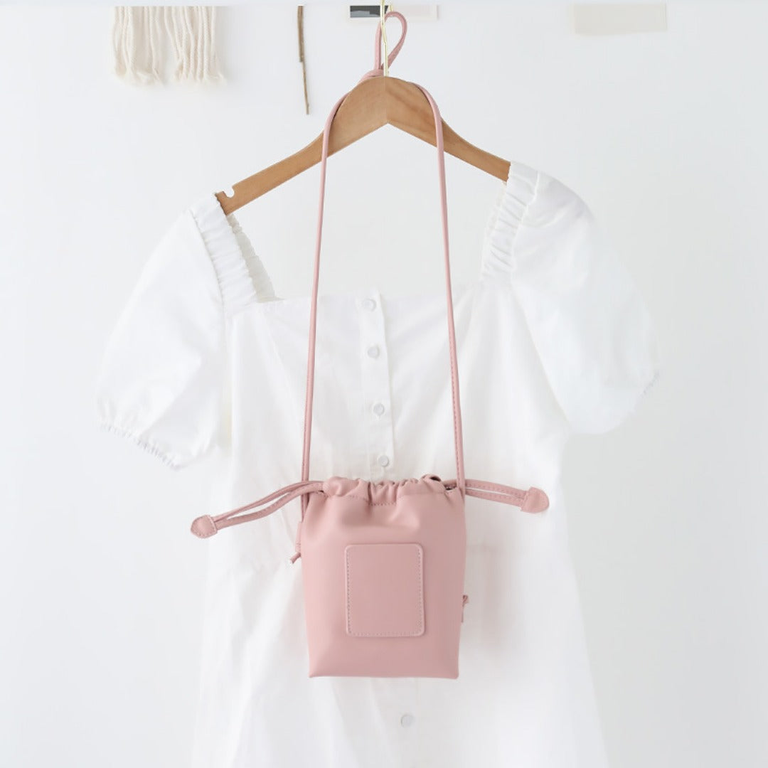 Soft PU Cute Mini Mobile Phone Bag - Fashionable Pleated Shoulder Women&