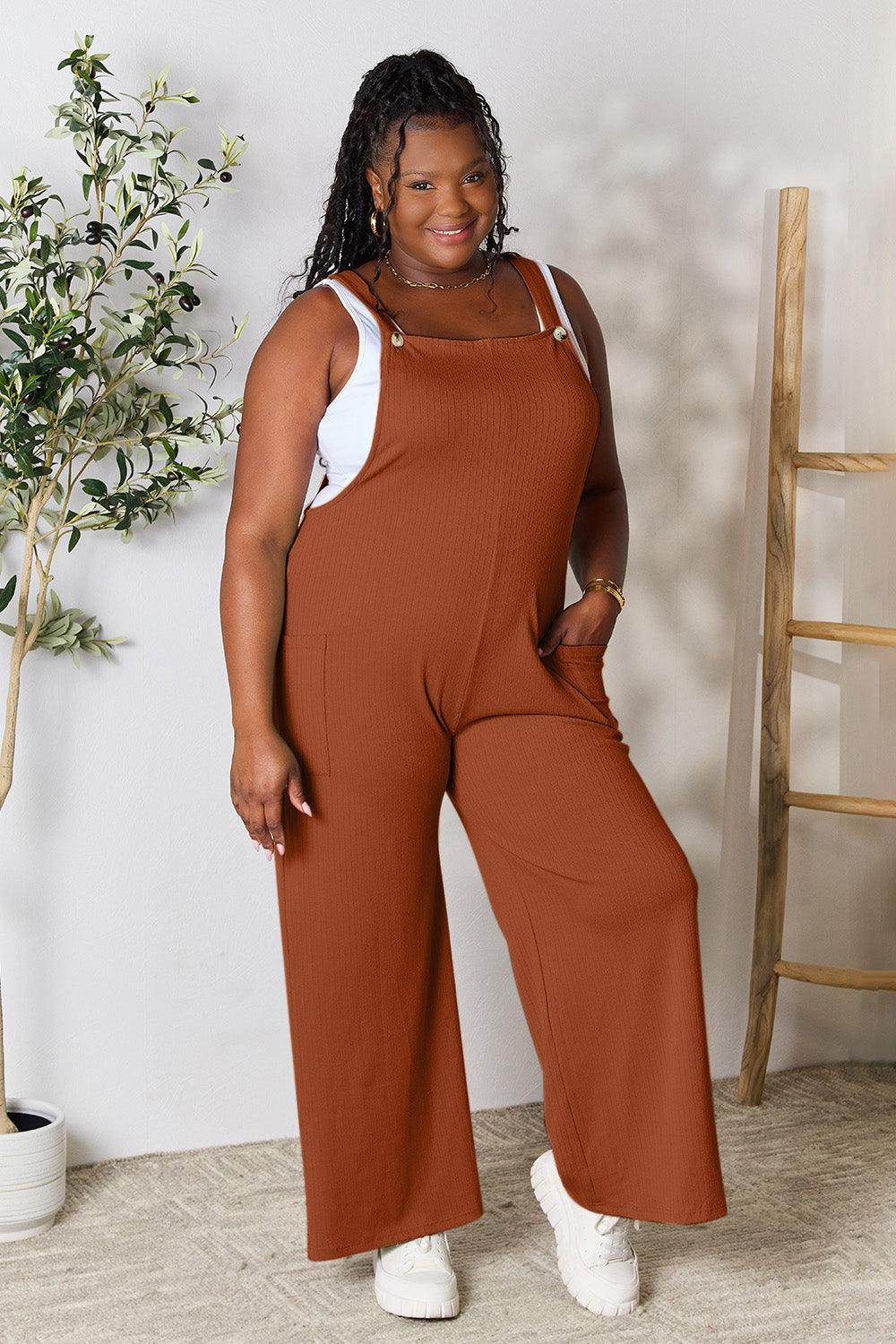 Double Take Full Size Wide Strap Overall with Pockets For Women