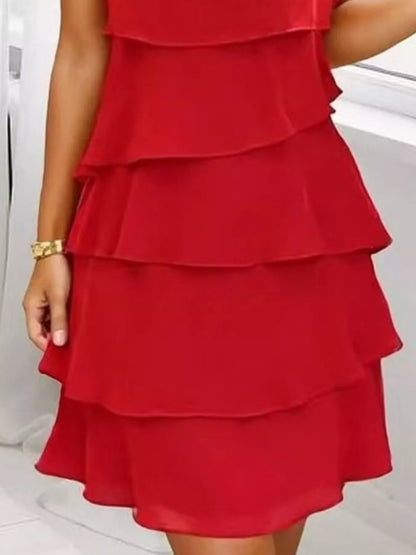 Full Size Ruffled Layered Petal Sleeve Dress Plus Size