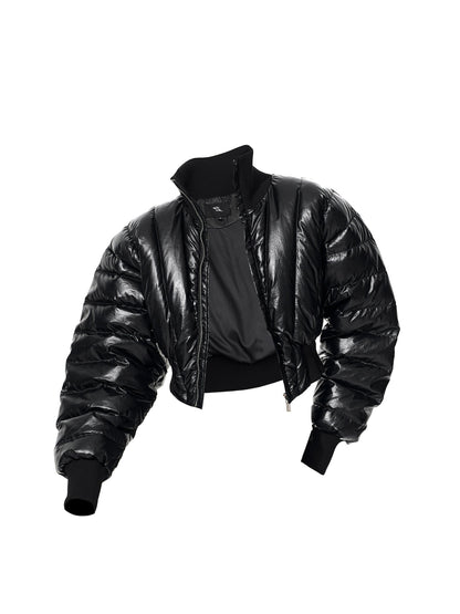 Mens Warm Stand-Up Collar Duck Down Puffer Jacket With Batwing Sleeves