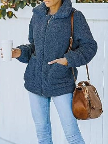 Full Size Cozy Fleece Zip Up Jacket Plus Size