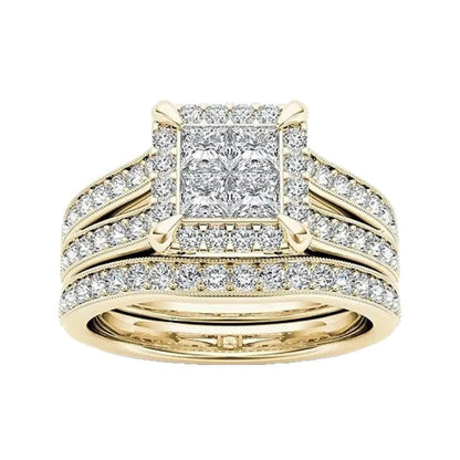Gold-plated Zircon-inlaid Ring For Women