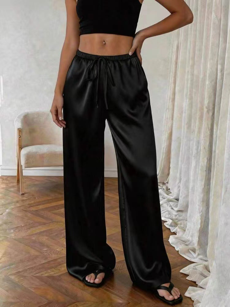 Relaxed stretch acetate wide-leg women&