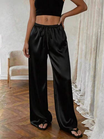 Relaxed stretch acetate wide-leg women&