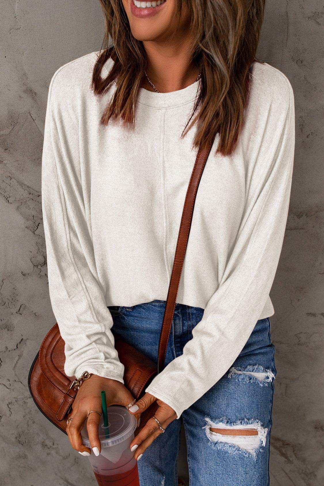 Double Take Full Size Round Neck Long Sleeve T-Shirt for Women