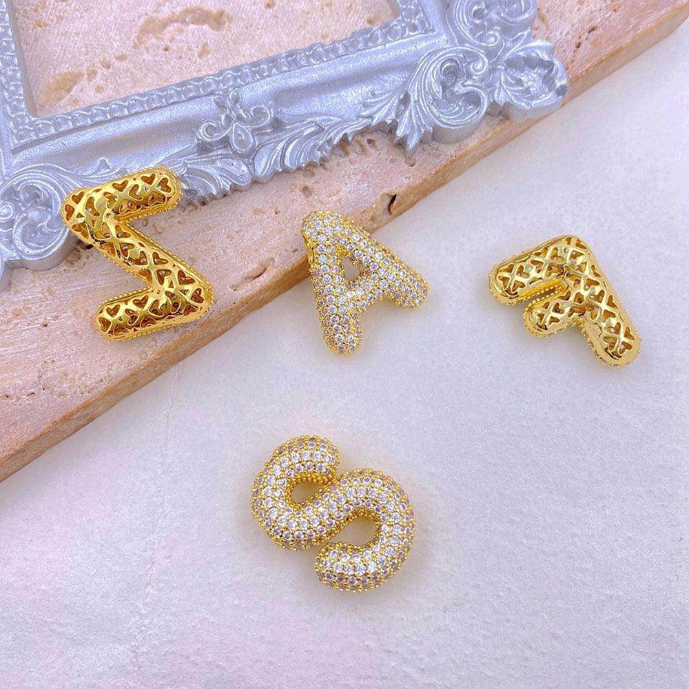 Inlaid Zircon Bubble Initial Necklace for Elegant Style