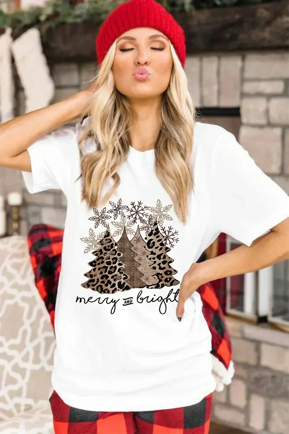 White Leopard Christmas Tree Graphic Tee – Festive &amp; Fierce Crewneck