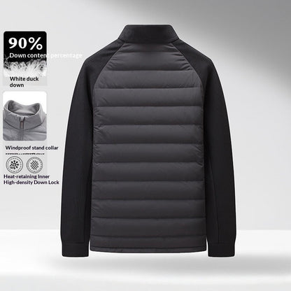 Mens Stand-Up Collar Patchwork Lightweight &amp; Warm Down Jacket