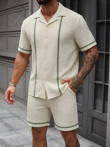 Mens Fashionable Printed Casual Shirt Set