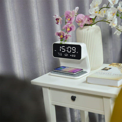 3-in-1 Bedside Lamp Wireless Charging Alarm Clock