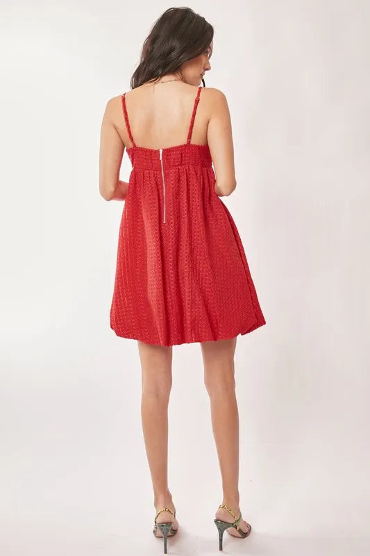 Davi &amp; Dani Textured Sweetheart Neckline Bubble Hem Dress