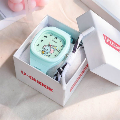 Cute Silicone Trendy Luminous Sports Student Square Good-looking Watch