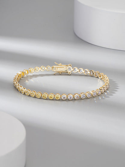 S925 Sterling Silver Two-tone Zircon Bracelet