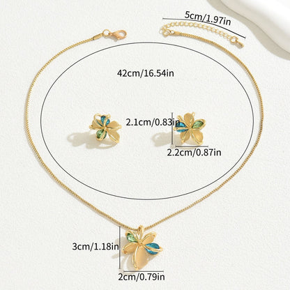 Niche Literary Vintage Elegant Women Jewelry Set, Baroque Floral Design Inlaid Synthetic Gemstone, Matching Stud Earrings &amp; Clavicle Chain